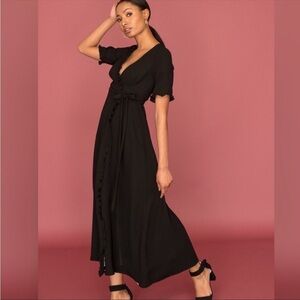 fauxgerty Marianne Wrap Maxi Dress Short Sleeve NWOT